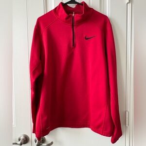 Nike Men's Red Half-Zip Therma Fit Performance Pullover